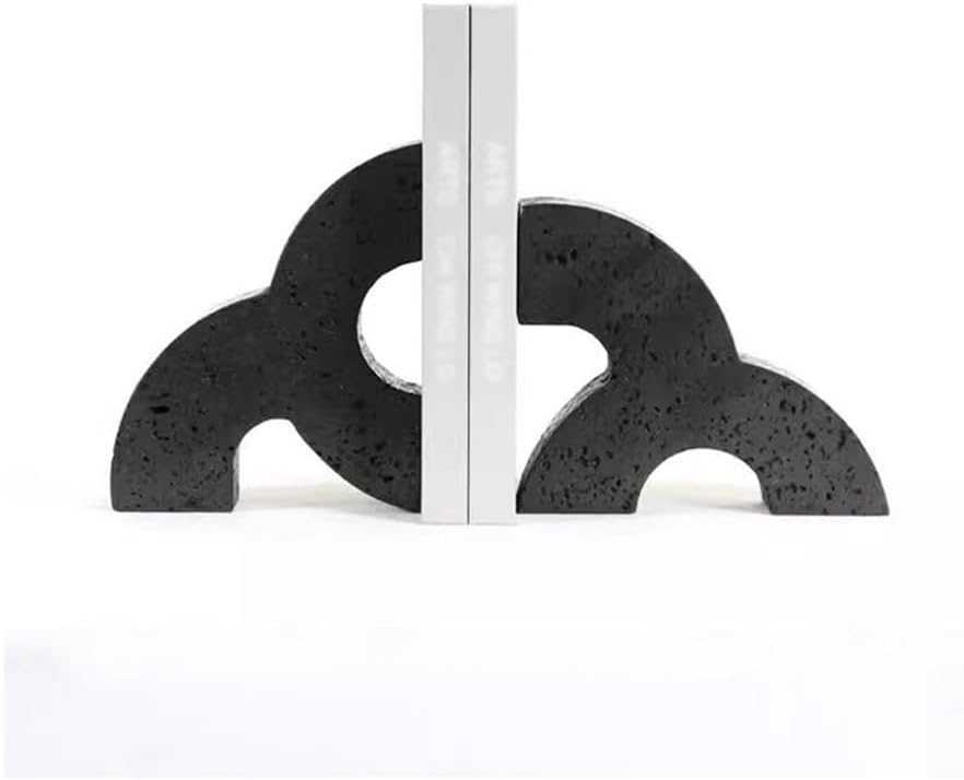 Book Ends Marble Bookends Abstract Geometric Carving Bookends for Home Library Office Book Ends for Shelves(Yellow)