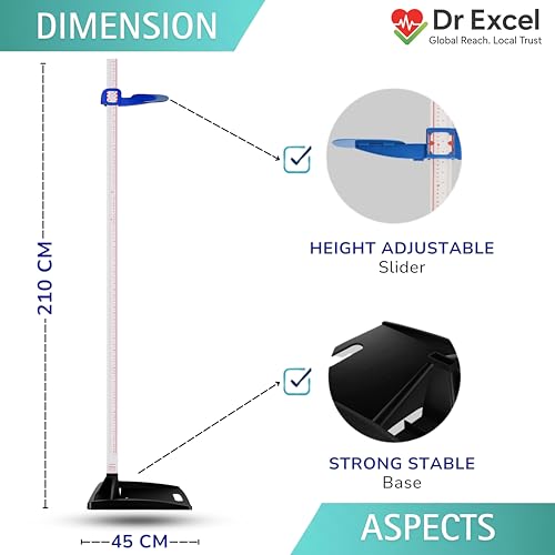 Image of Height Measuring Scale Stadiometer | 210cm Range | Accurate Readings | Portable and Light Weight | Premium Height Gauge | 12 Months Warranty