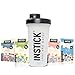 Produktbild INSTICK Shaker Bundle  Shaker 0,6 L transparent + 4 Getränkepulver Packungen (Spekulatius, Erdbeer-Vanilla, Pistazie & Milch-Mix-Paket)  Zuckerfrei, vegan, kalorienarm & cremig, Set für Shakes