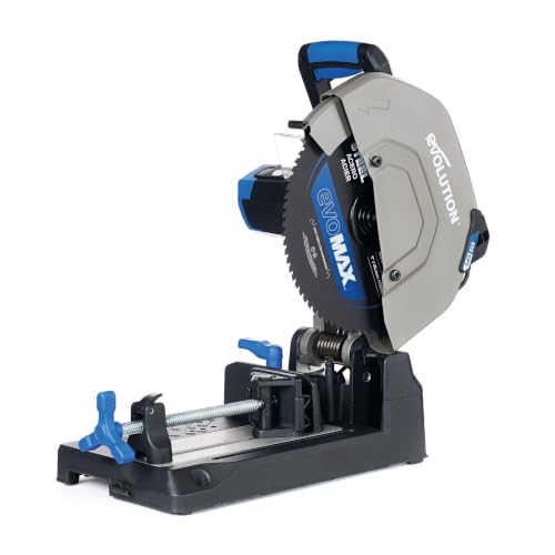 Evolution Power Tools Scie à tronçonner professionnelle pour métal 355 mm (14") 230 V | S355CPS Gen2 avec lame EVOMAX, moteur intelligent, coupe d’onglet de 0 à 45°, ligne d’ombre, frein électronique