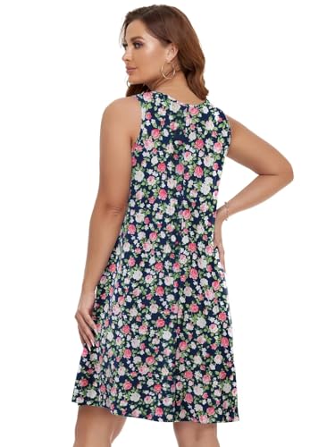 Image of BELAROI Summer Dresses for Women Beach Tshirt Sundress V Neck Casual Swing Tank Dress Swimsuit Cover Ups Pockets