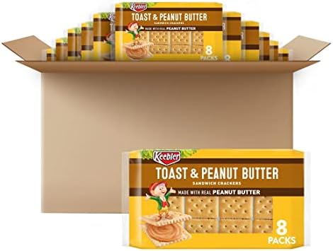 Keebler Sandwich Crackers, Single Serve Snack Crackers, Office and Kids Snacks, Toast and Peanut Butter (12 Trays, 96 Packs)