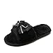 Produktbild Hausschuh Badeschuhe Badeschlappen Herbst Und Winter Baumwolle Schmetterling Knoten Rutschfest Verschleißfeste Gummidämpfung Tingting (Farbe : SCHWARZ, größe : 38)