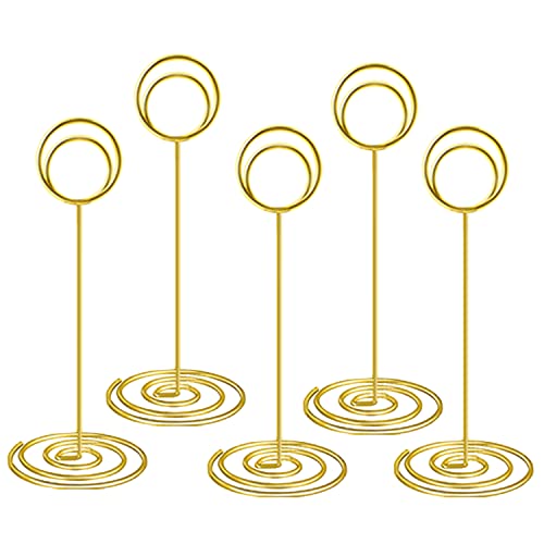 10 Pack 8.75 Inch Tall Table Number Holders Place Card Holder Table Picture Holder Wire Photo Holder Clips Picture Memo Note Photo Stand (Gold) #TOP2