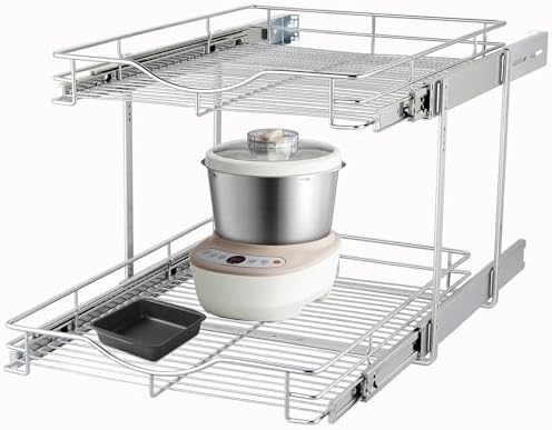 DINDON 2 Tier Pull Out Cabinet Organizer (17" W x 18" D) Heavy-Du...