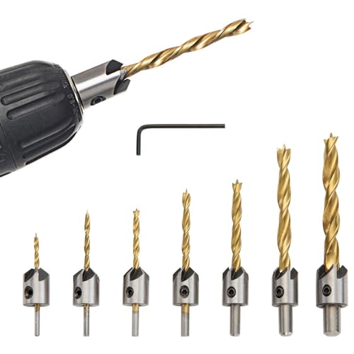 Countersink Bit Set, Countersink Drill Bit 7+1pcs Set, High-...