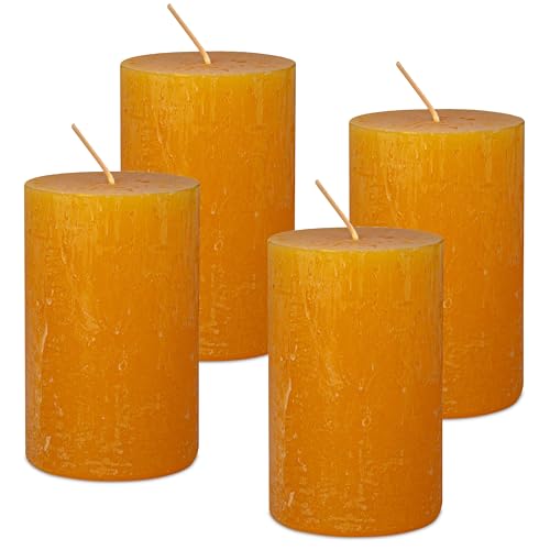 DecoLite Stumpenkerzen Rustic 4er Set 110x70 mm | Selbstverlöschend...