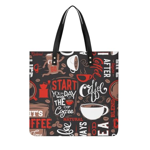 Sac shopping Café Rouge et Blanc grand tote bag en toile pour vos voyages