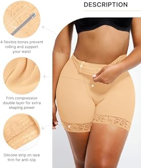 SHAPELLX Butt Lifting Shapewear For Women Tummy Control Faja Shaping Shorts Thigh Slimming Panties Mid Waisted Shaper