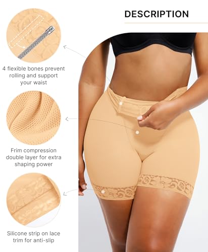 SHAPELLX Butt Lifting Shapewear For Women Tummy Control Faja Shaping Shorts Thigh Slimming Panties Mid Waisted Shaper