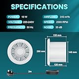 HG Power 150mm Reversible Extractor Fan with Remote Control, Two-way Exhaust Fan with Mesh Screens, Bathroom Exhaust Fan for Window Wall Ceiling Mount, Garage Basement Shed Use, White - Image 5