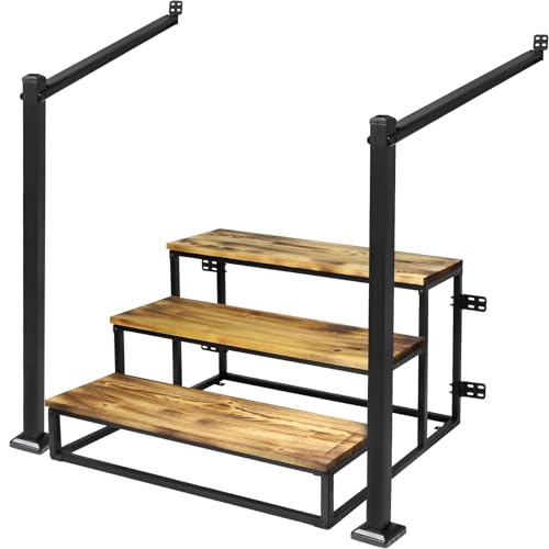 Lumil Garage Steps with Handrails, Prefab Stairs for Permanent Installation,