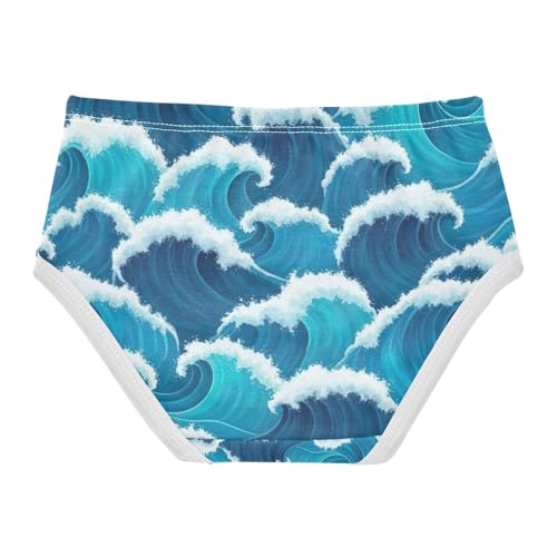 Ocean Waves Blue Turquoise Toddler Girl Underwear, Girl Underwear, 2T–8 Years2