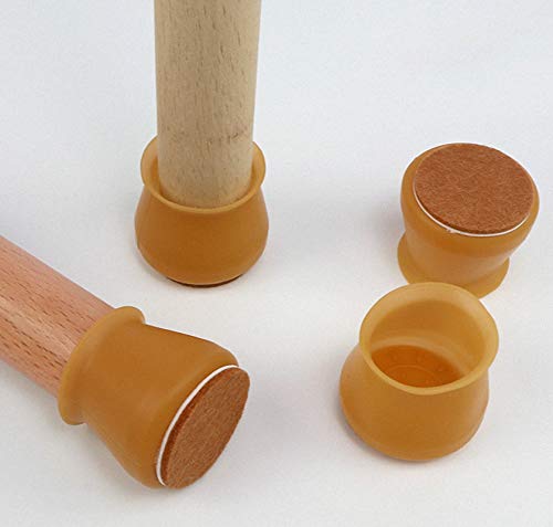 thumbgeekFelt Table and Chair Protective Cover, Furniture Silicon Protection Cover, Silicone Chair Legs Floor Protectors Caps with Felt Pads, Furniture Anti-Slip Felt Table Feet Covers (Brown,12)