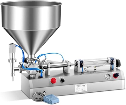 AWAYDD Stainless Steel Pneumatic Filling Machine Filling Accuracy: ?±0.5% Piston Filler Semi-Automatic Filling Machine for Cosmetics Sauces Pastes Drinks Toiletries(300ML)