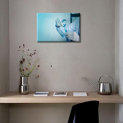 Image of TUMOVO Canvas Wall Art Medical Examination Poster Canvas Paintings Wall Art 1 Panel Medical Young Scientist Wall Decor for Living Room, Bedroom, Bathroom, Office. Framed Ready to Hang (12 inch Wx18 H)
