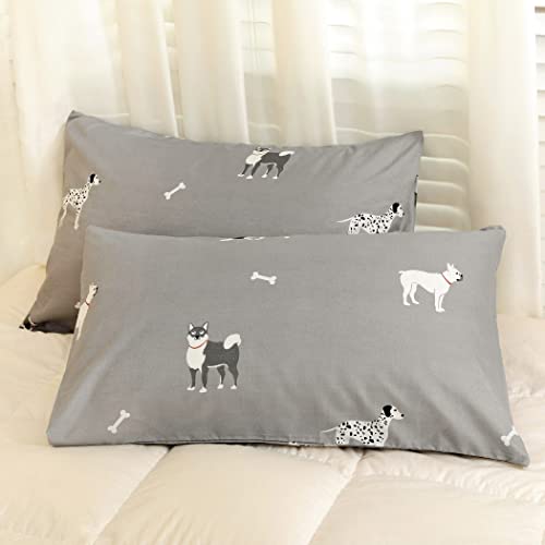 Lamejor Cartoon Puppy Family Duvet Cover Set Queen Size Cute Dog Theme Gray Luxury Soft Bedding Set Comforter Cover(1 Duvet Cover+2 Pillowcases) #TOP4