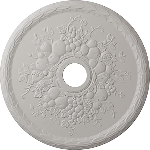 Ekena Millwork CM22GRUWF 22 OD x 3 ID x P Grape Ceiling Medallion (fits Canopies up to 3 5/8), Ultra Pure White