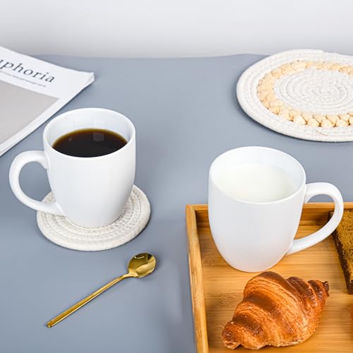 Set de 6 mugs de cerámica blancos mate de 16 oz miniatura 6