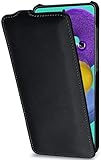 ✅ PERFEKTE PASSFORM: Maßgefertigtes Samsung Galaxy A51 Flip Case aus Leder mit passgenauen Aussparungen für Quad Kamera, Blitz, USB-C Buchse, Kopfhöreranschluss, Tasten, Lautsprecher und Mikrofone