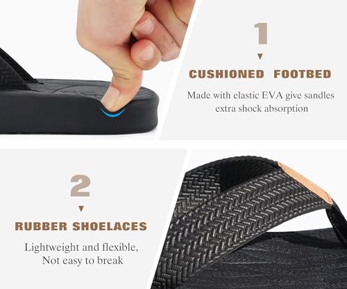 Image of KuaiLu Mens Flip Flops Arch Support Comfortable Summer Beach Thong Sandals Yoga Foam Cushion Slip on Slippers