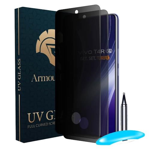 Image of ArmourPro UV Privacy Tempered Glass Screen Protector for Vivo T4R (6.77 Inch, Pack of 2) Edge to Edge Full Screen Coverage | Anti-Spy, Anti-Peeping & 9H Hardness Glass