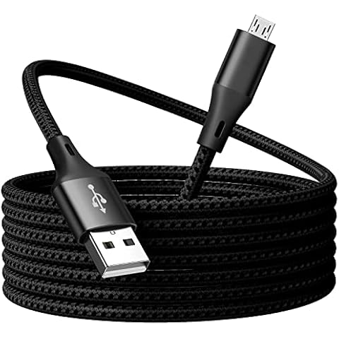 kiuet Micro USB Cable 5M, Long Android Charger Cable, Nylon Braided Charging PS4 Cable,Compatible With Samsung Galaxy J7, S7, S6, Kindle Fire, Fire HD tablets, Sony, HTC, LG, Motorola, Black Cover