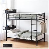 HOMELYA Litera Base Cama Individual con Repisas y Perchero - Literas Individuales para Niños y Adultos - Muebles para...