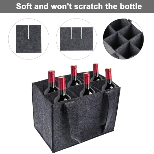 Bbtcxjs Felt Wine Bottle Carrier BagWine Bottle Bag for 6 Bottles Wine Carrier Bags with Handle, Tote Bags - Image 3