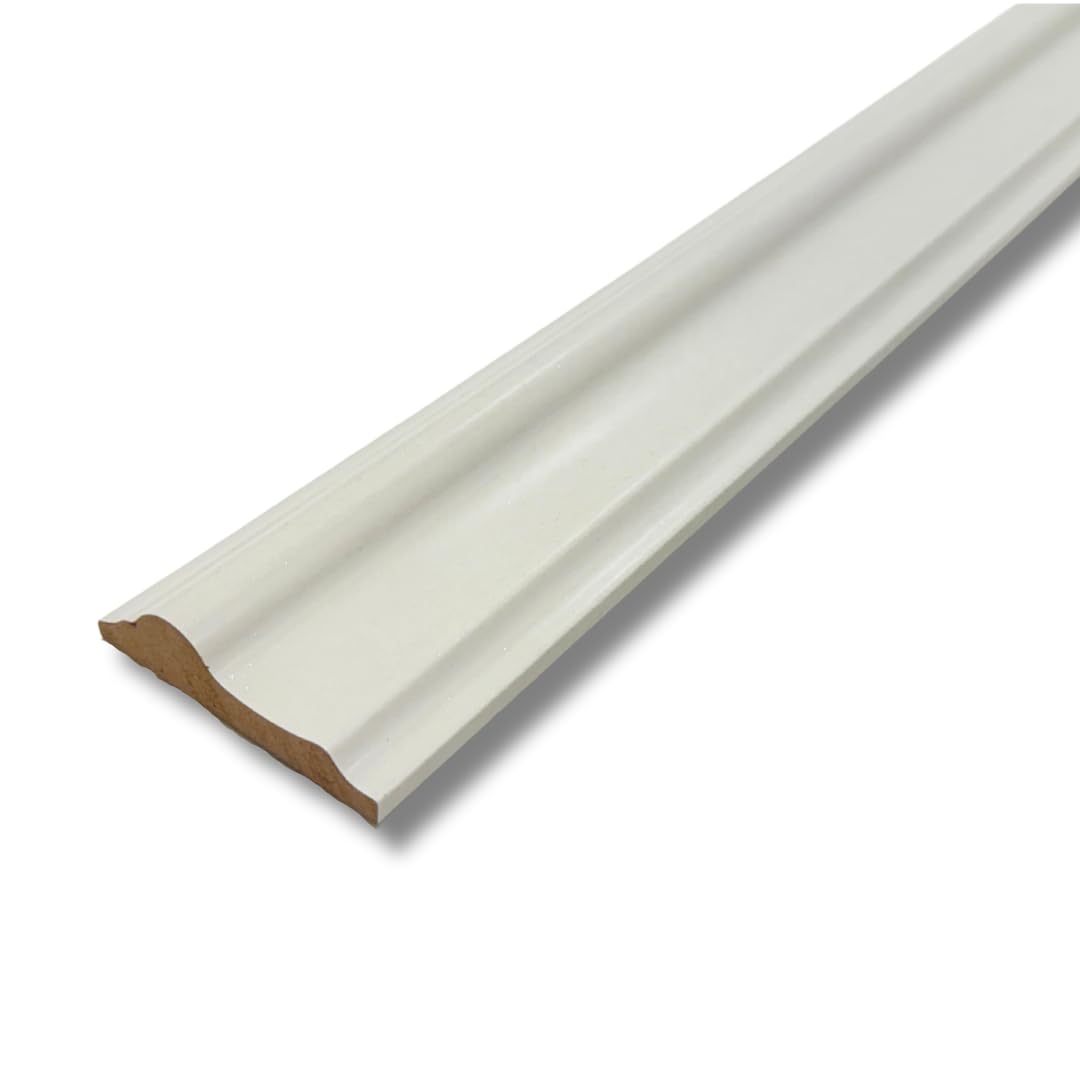 Pre-Finished White MDF Dado Rail & Skirting Board – 115cm | Waterproof Decorative Moulding Trim | No Painting Required | Scratch & Moisture Resistant — PVC-Coated