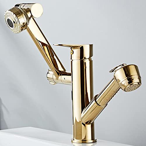 Robinet de salle de bain avec pistolet extractible et mitigeur d'eau chaude et froide en chrome