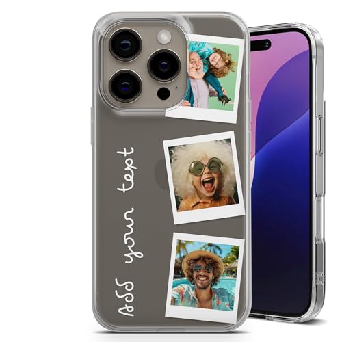 AMAZING Étui Personnalisé pour iPhone 13 Mini - Coque Flexible en TPU - Personnalisez Votre Case avec Images, Photos, Texte - Design Style Polaroid - 3