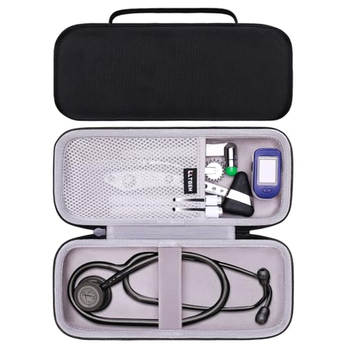 Stethoscope Case - LTGEM Hard Case for 3M Littmann Classic III Monitoring, MDF Acoustica Deluxe Lightweight Dual Head Stethoscope. Mesh Pocket for Accessories