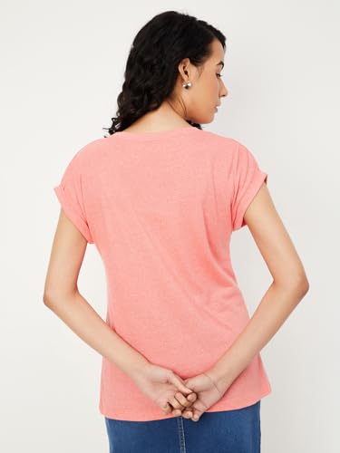 Image of Max Women Cotton Blend Solid Regular Fit T-Shirt