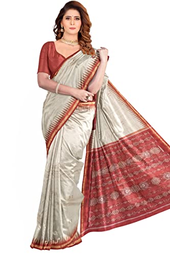 Image of Odisha Sambalpuri Handloom Ikat Women's Cotton Saree, Odisha Handloom Handmade Pure Cotton Khandua Saree, Ikkat Orissa Traditional Handloom Saree Without Blouse