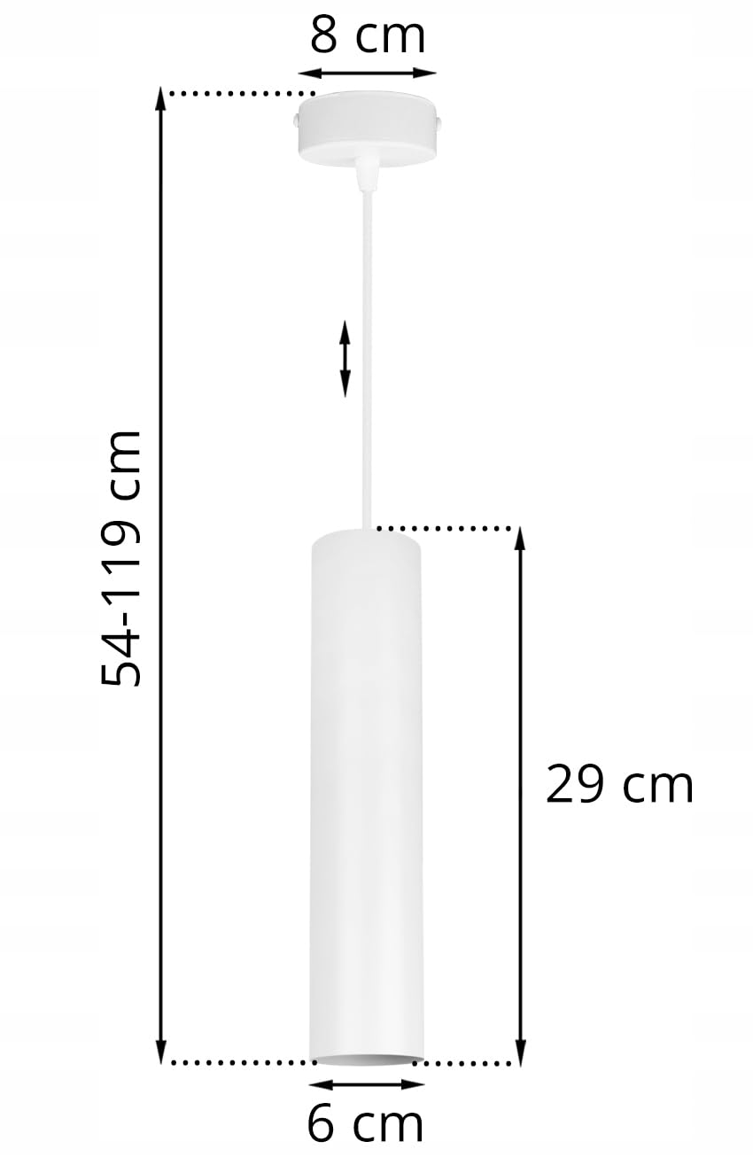 Light-Home Tuba lampa sufitowa wisząca - Nowoczesny żyrandol na sufit do sypialni salonu i kuchni w stylu loft - na 1 żarówkę GU10 - metalowy klosz biały
