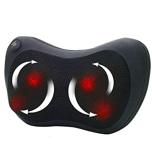 Relieve Tired Muscle with Shiatsu Massager Heating Massaging Pillow w/ 4 Massage Nods