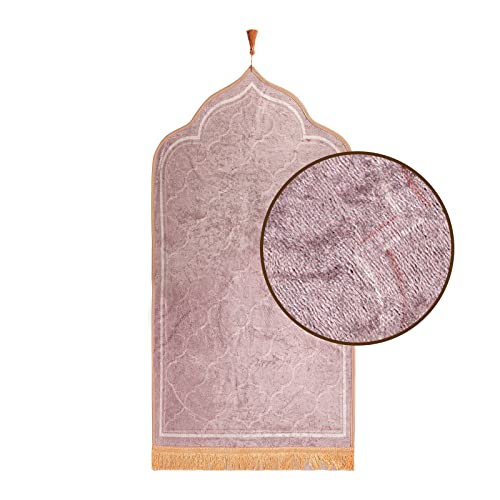JINTN Islamic Prayer Rug Flannel Thick Padded Muslim Praying Mat for Men and Women Prayer Carpet Mat Traditional Muslim Ramadan Eid Gift - Image 3