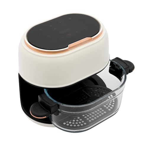 Gdetnysty Freidora de aire caliente con pantalla táctil y cesta de cristal visible, 4 L, gran espacio de cocción, 1350 W, potencia 60-190 °C, función de temporizador, para cocina, familia, hogar