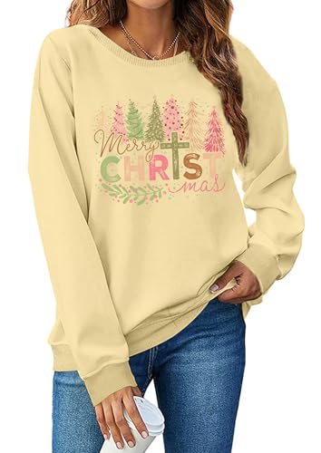 VVNTY Weihnachts Sweatshirt Damen Merry and Bright Pullover Lustig...
