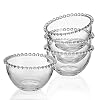 Fitz and Floyd Beaded Glass Prep Dip Dessert Fruit Candy Bowls Set of 4 525 inch Clear