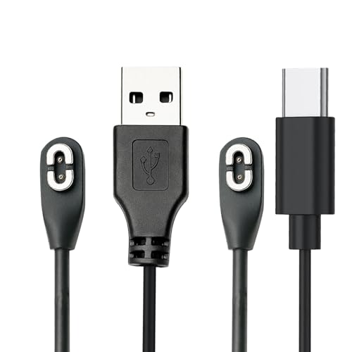 2 charging cables compatible with Shokz, magnetic replacement charging cable, suitable for Aftershokz Aeropex AS800/803/Shokz Open Pro, OpenRun Mini, OpenComm bone conduction headphones (2, black)