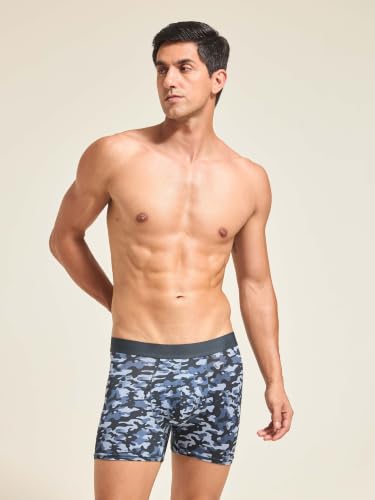 Image of TECHNOSPORT Men's Colorblock Trunks Underwear with ElastoLITE 4 Way Stretch Lightweight Breathable Moisture Wicking Soft Anti Odour Anti Microbial Comfort Fit Boxer Briefs Innerwear for Men
