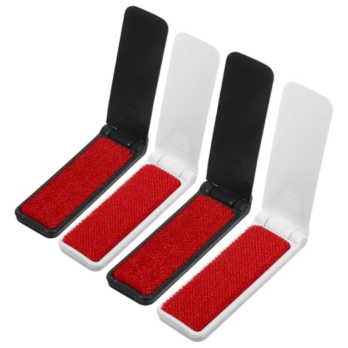 LRXIYODE 4 Pezzi Spazzola Levapelucchi Portatile Pieghevole in Plastica Bianca e Nera Spolveratore per Tessuti Tecnologia Elettrostatica per Rimozione Lanugine e Peli Strumento Leggero