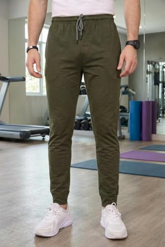 Image of KASHVI Men's Athletic Pants Running Workout Joggers Lightweight Gym Jogging Track Casual Trackpants with Pockets -AI IST TP223 M Green
