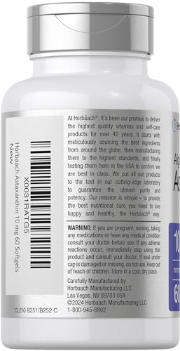 Horbäach Astaxanthin 10mg | 60 Softgels | Algae Derived Formula | Non-GMO, Gluten Free Supplement - Thumbnail 3