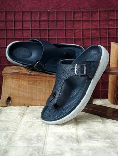 Image of HEALTH FIT Extra Soft Premium Classic Cushion Sliders /with Adjustable Buckle Strap & Light Weight Anti-SkidWaterproof Luxurious Slippers for Men's HF121