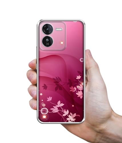 Image of Casotec Pink Abstract Design Printed Silicon Soft TPU Back Case Cover for iQOO Z9 5G