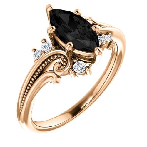 1 CT Marquise Black Onyx Engagement Rings for Women, Solitaire Art Deco Onyx Promise Ring For Her, Black VVS1 Wedding Ring, 925 Silver & 10k 14k 18k Gold Best Rings For Gift4