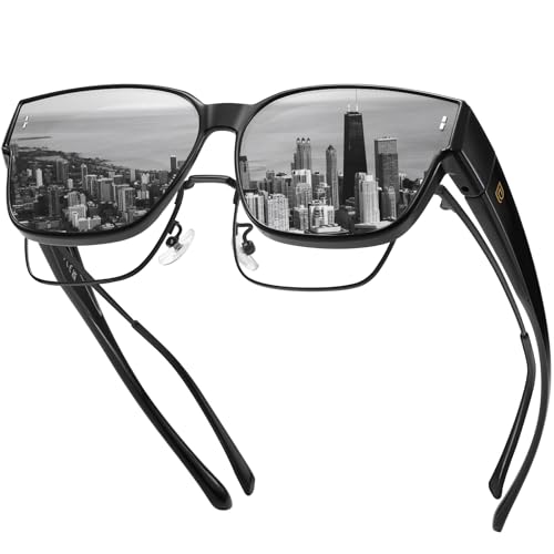 Image of DUCO Fit Over Sunglasses for Men Women Wear Over Glasses Retro Wrap Around Polarized Sun Glasses UV400 Protection DC8981